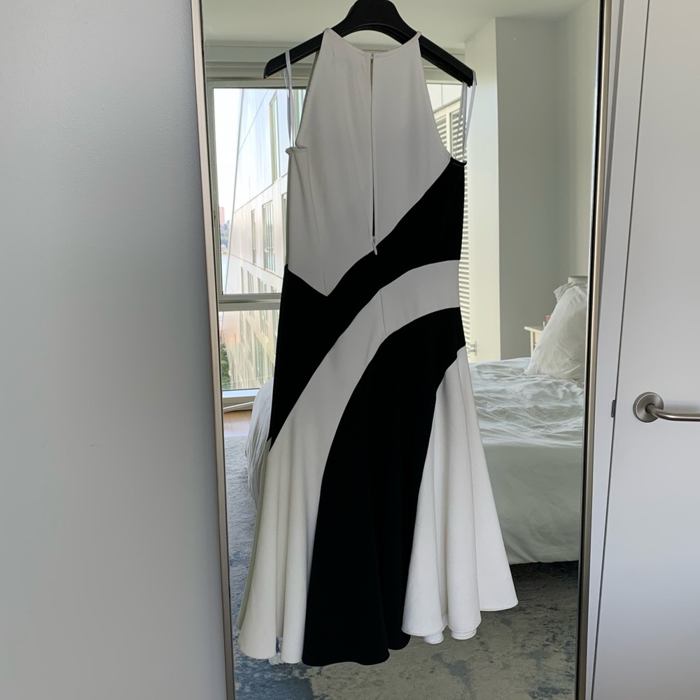 Saunders Crepe A-line Halter Midi Dress Black and White Size 2 - Picture 4 of 8